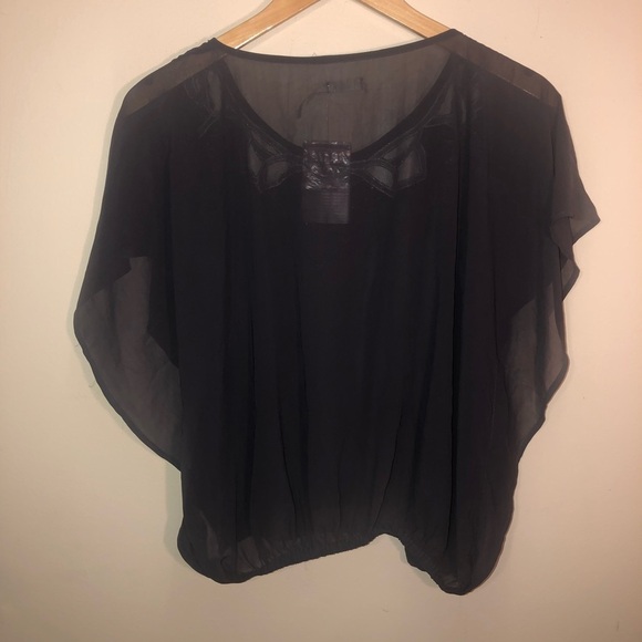 NWT Kimchi Blue Women’s Black Beaded Sheer Cutout Shirt Size Medium - Picture 2 of 7